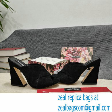 Dolce  &  Gabbana Heel 11cm Mules Suede Black with Geometric Heel 2022